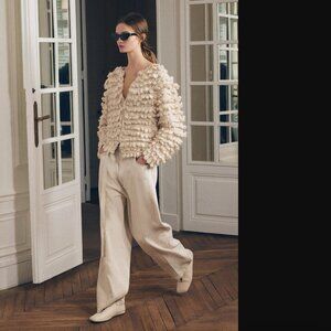 Zara Women Beige Textured Chunky Knit Cardigan Jacket Size S NWT 109$